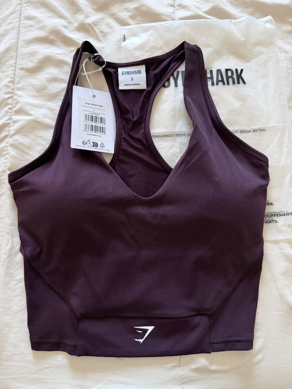 Gymshark Mesh Cropped Tank in Plum - NWT - Picture 1 of 4